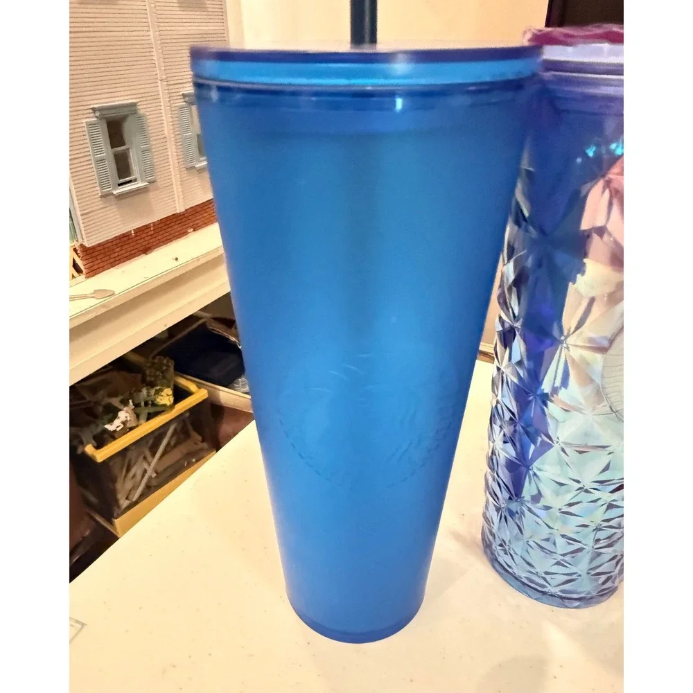 Starbucks Blue Tumbler Lot 3 Royal Blue Soft Touch Prism & Studded 24 oz